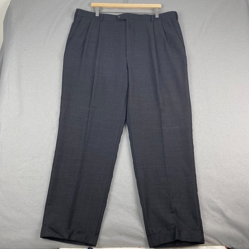 Zanella Bennett Dress Pants Mens 40x30 Gray Wool double Pleated Cuffed